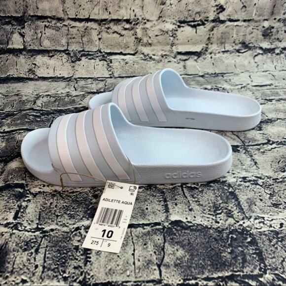 Adidas Size 10 Adilette Aqua Slides Light Blue FY8106 - Picture 9 of 9
